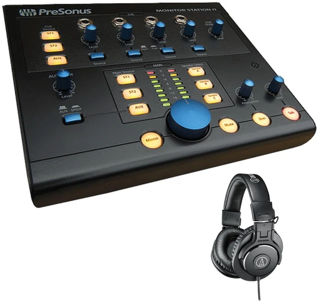 Main image of PreSonus Monitor Station V2 Desktop Studio Control Center + Audio-Technica ATH-M30x Monitor Headphones (Black)