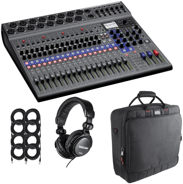 Main image of Zoom LiveTrak L-20 - 20-Input Digital Mixer & Multitrack Recorder + Gator Cases G-MIXERBAG-1818 Padded Nylon Mixer/Equipment Bag + Tascam TH-02 Studio Headphones and Cables.