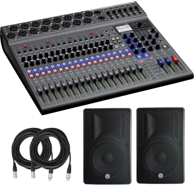 Main image of Zoom LiveTrak L-20 - 20-Input Digital Mixer & Multitrack Recorder, (2) PSG Audio COBRA 115 Speakers, (2) XLR Cables