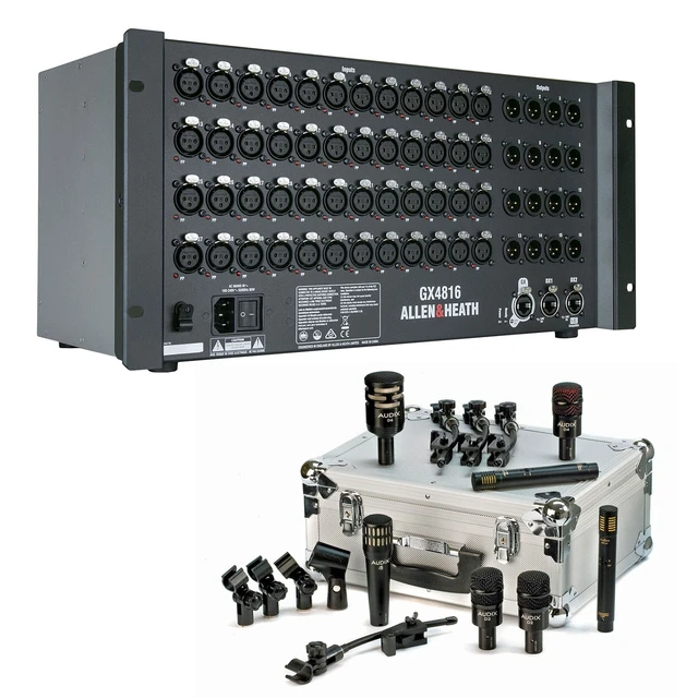 Main image of Allen & Heath GX4816 48x16 XLR In/Out Portable GX Expander with DX Sockets + Audix DP7 Drum Kit