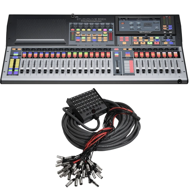 Main image of PreSonus StudioLive 32SX Series III S 32-Channel Compact Digital Mixer/Recorder/Interface + Accenta Snake 32-In/8-Out Stage Box, 100FT