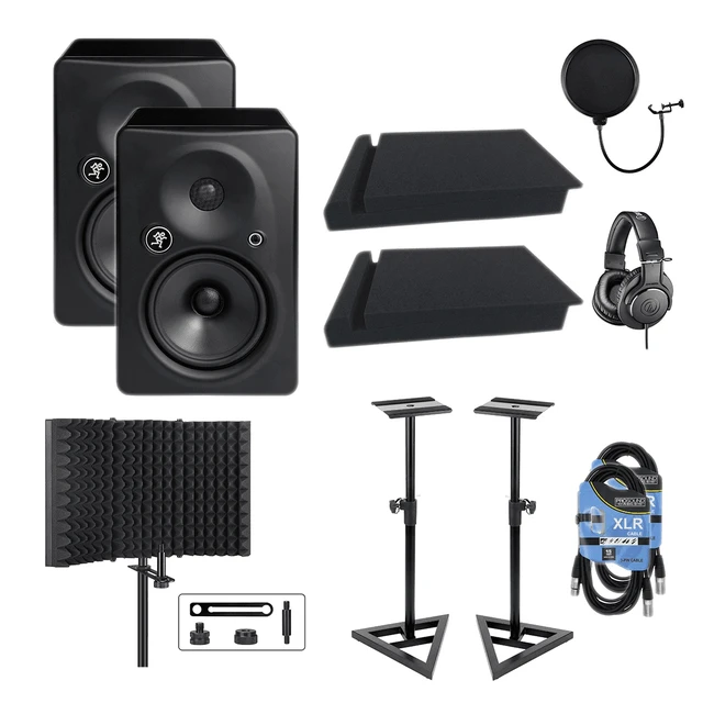 Main image of Mackie HR624 MK2 6.7 Pair - Aokeo Reflection Filter - ATH-M20X - Monitor Stands - XLR Cables - Foam Pads - POP Filter