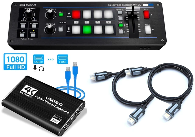 Main image of Roland V-1SDI 4-Channel HD Video Switcher - LEADNOVO Audio Video Capture Card - (2) HDMI Cables