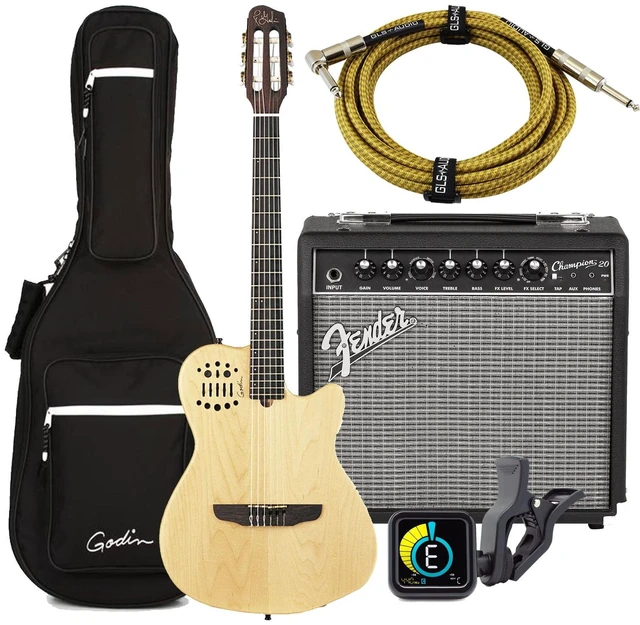 Main image of Godin Multiac Series-ACS Guitar (Slim Nylon) (032167), Fender Champion 20, KLIQ UberTune, GLS 15 FT Guitar Cable Bundle