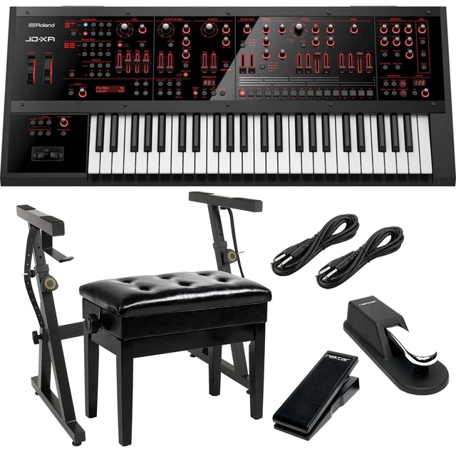 Main image of Roland JD-XA Analog/Digital Synthesizer, Plixio Keyboard Stand, Bonnlo Padded Wooden Piano Bench, Nektar NX-P, Sustain Pedal, (2) 1/4 Cables Bundle