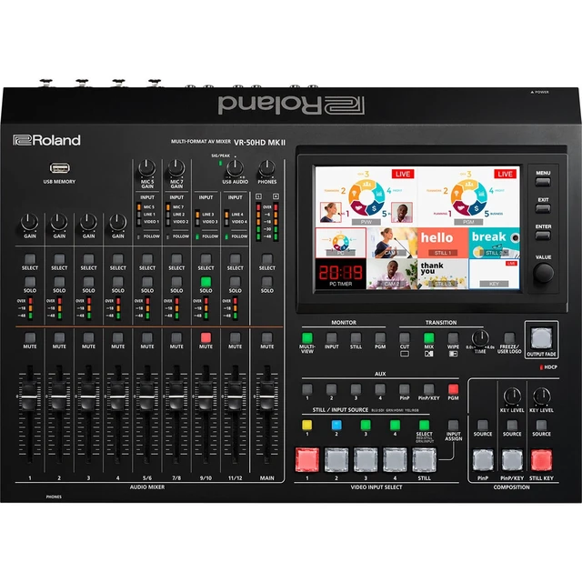 Alt view image 4 of 7 - Roland VR-50HD MK II Multi-Format AV Mixer, Blackmagic Duo Rackmountable Dual 8" LCD Monitors Bundle