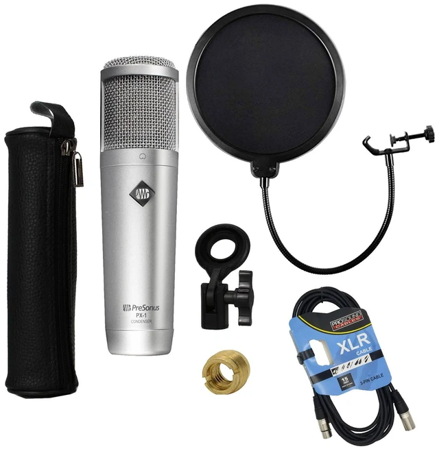 Main image of PreSonus PX-1 Large-Diaphragm Condenser, Pop Filter, XLR Cable Bundle