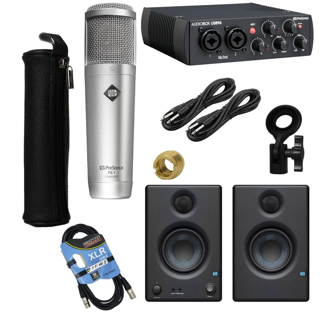 Main image of PreSonus PX-1 Condenser Mic, Presonus Eris3.5 Monitors, Presonus AudioBox USB 96, XLR Cable, (2) 1/4 Cables Bundle