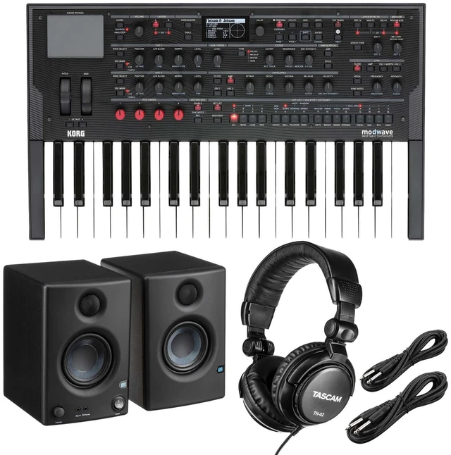 Main image of Korg Modwave Wavetable Synthesizer, Presonus Eris3.5, (2) 1/4 Cables, Tascam TH02 Bundle