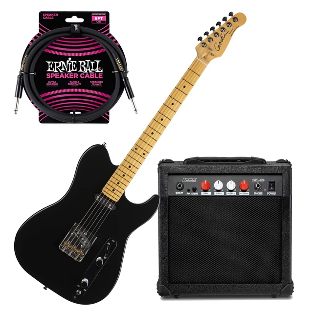 Main image of Godin (049332) Stadium HT Electric Guitar Matte Black, LyxPro Amp, ErnieBall Cable Bundle