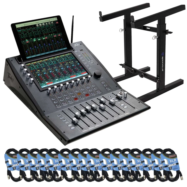 Main image of Peavey Aureus 28-channel Digital Mixer, Mixer Stand RXS20, (16) XLR Cables Bundle