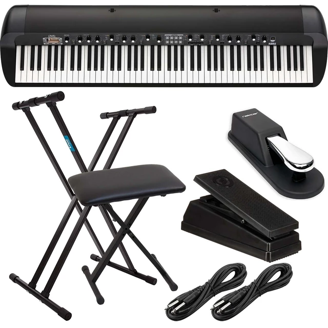 Main image of Korg SV-2 88-Key Vintage Piano, Moog EP-3, Sustain Pedal, Keyboard Stand and Bench, (2) 1/4 Cables Bundle