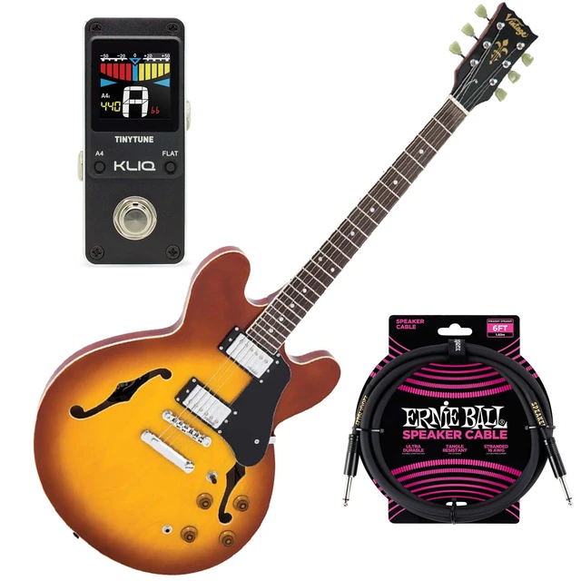 Main image of Vintage VSA500HB ReIssued Semi AG, Honeyburst, KLIQ TinyTune, ErnieBall Cable Bundle
