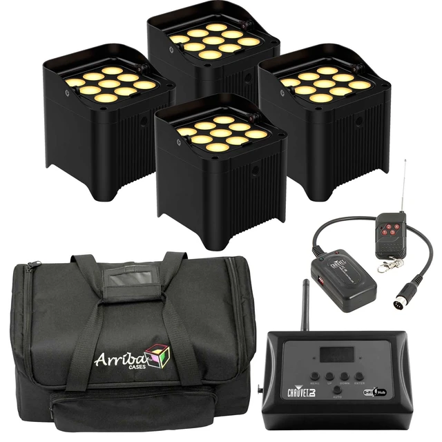 Main image of (4) Chauvet DJ Freedom Par Q9, Arriba Bag AC420, Chauvet DJ D-Fi Hub, Chauvet Remote (FC-W) Bundle
