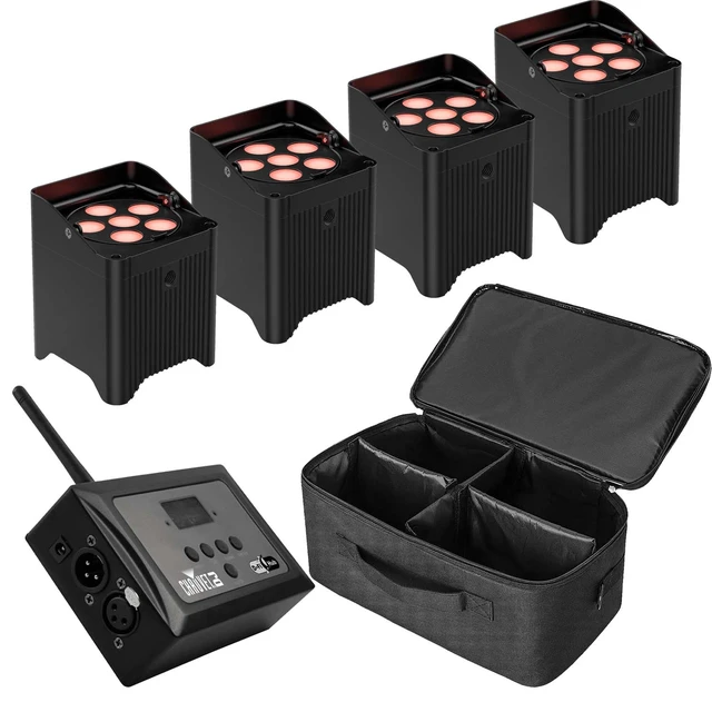 Main image of (4) Chauvet DJ Freedom Par T6 Battery-Powered, IBVIVIC 4 Par Bag, Chauvet DJ RFC-XL Bundle