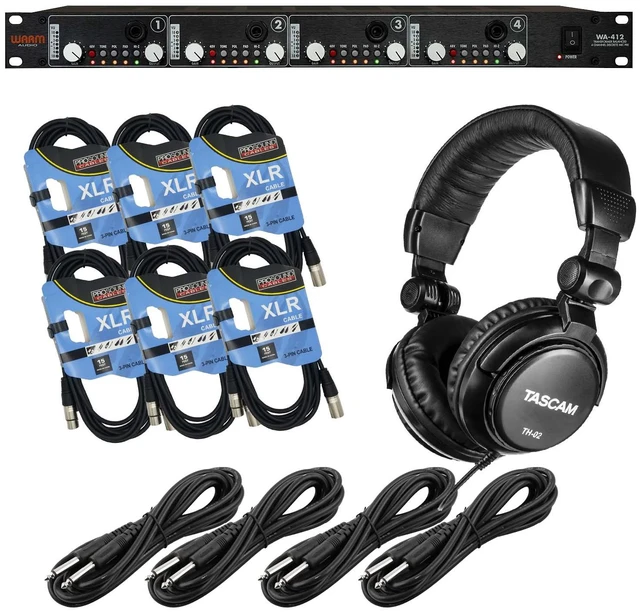 Main image of Warm Audio WA-412 4-Channel MicPre-Amp, (4) 1/4 Cables, (6) XLR Cables, Tascam TH02 Bundle