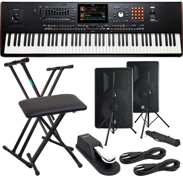 Main image of Korg Pa5X-88 88-Key Professional Workstation, (2) PSG AUDIO Cobra 115, Speaker Stands, Keyboard Stand, Bench, (2) 1/4 Cables, Sustain Pedal Bundle