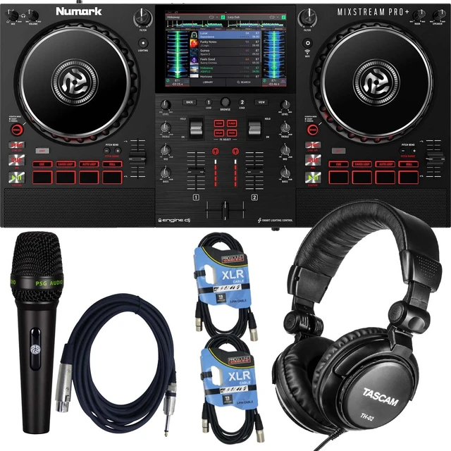 Main image of Numark Mixstream Pro+ Standalone DJ Controller, Tascam TH02, (2) XLR Cables, PSG AUDIO C350 Bundle