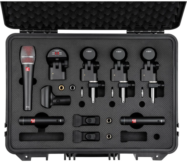 Alt view image 2 of 7 - sE Electronics V Pack Arena Drum Microphone Kit, (3) Mic Stands, (2) Low Profile Mic Stand, (7) XLR Cables Bundle