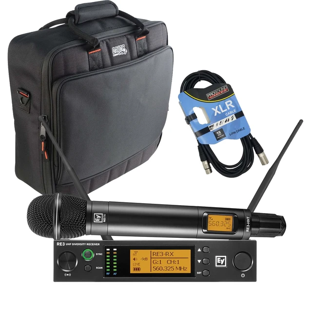 Main image of Electro-Voice RE3-ND76 Wireless Handheld Microphone System, Gator G-MIXERBAG-1515, XLR Cable Bundle