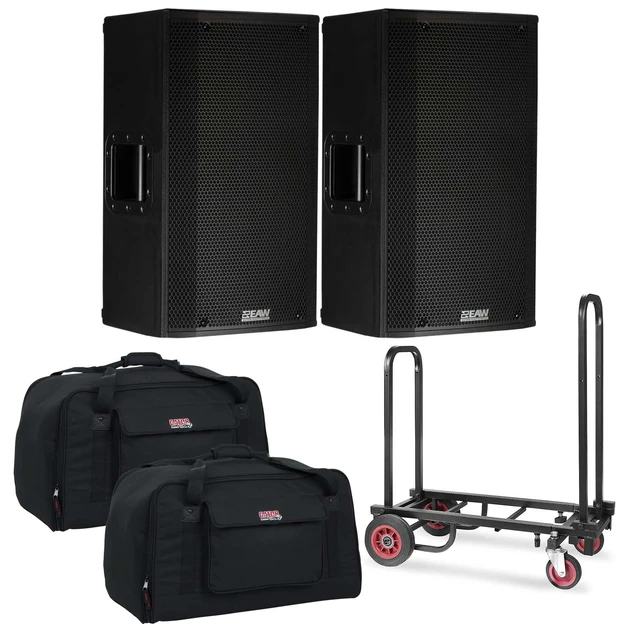 Main image of (2) EAW LA121 - 12 1500W 2-Way Active Speaker, Cart, (2) Gator Tote12 Bundle