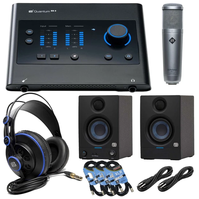 Main image of PreSonus Quantum ES 2 USB-C Audio Interface, Presonus E3.5, Presonus HD7, PreSonus PX-1, (3) XLR Cables, (2) 1/4 Cables Bundle