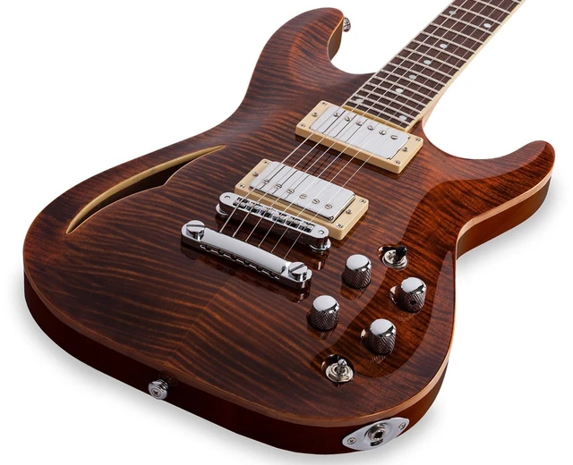 Alt view image 3 of 7 - Schecter C-1 E/A Classic Semi-hollowbody Electric Guitar Cats Eye - Gator GFW-GTR-SEAT and Stand Combo Bundle