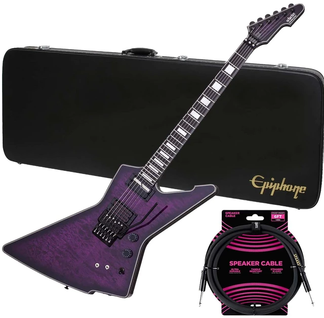 Main image of Schecter E-1 FR S Special Edition Electric Guitar Trans Purple Burst - Epiphone EXPL2 Hardshell - Guitar Cable 1/4 Bundle