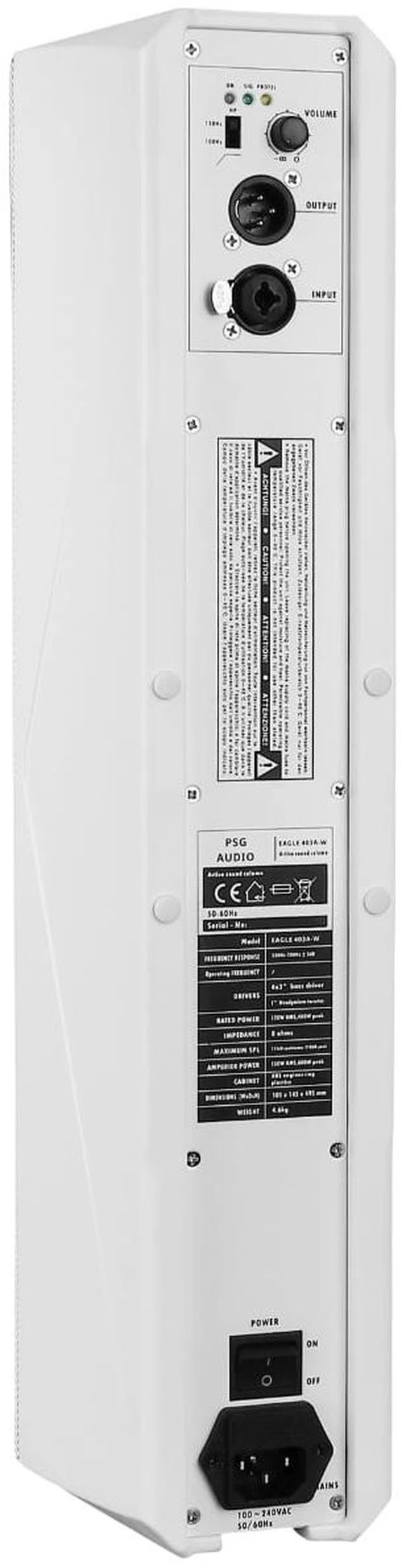 Alt view image 6 of 7 - PSG Audio EAGLE 403A-W Active Column Speaker (White)