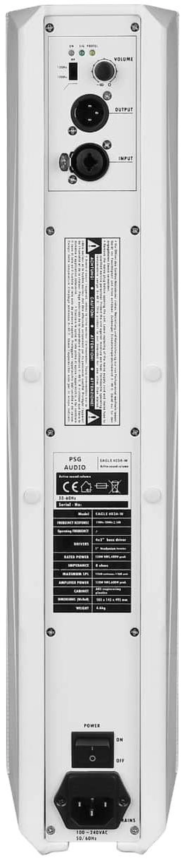 Alt view image 7 of 7 - PSG Audio EAGLE 403A-W Active Column Speaker (White)
