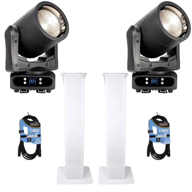 Main image of (2) American DJ Par Z Move RGBW - Moving Head LED Wash Light + (2) Rockville RTP32W Totem Moving Head Light Stands + Cables.