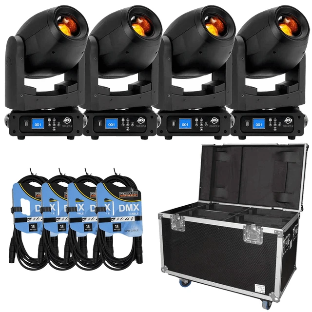 Main image of (4) American DJ Focus Spot 4Z 200W LED Moving Head Spot Fixtures with Road Case Package