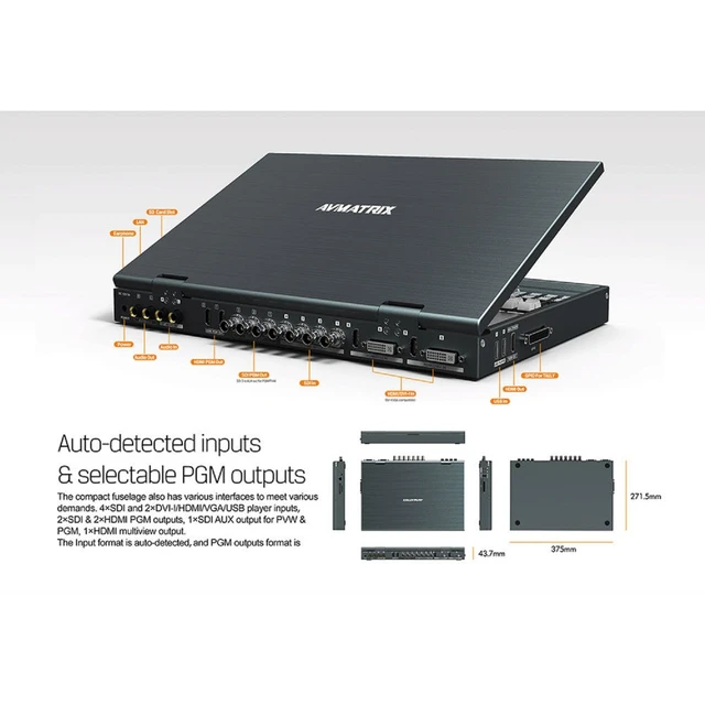 Alt view image 2 of 4 - Avmatrix PVS0615 all in 1 6CH 15.6" LCD Multiformat Video Switcher video record