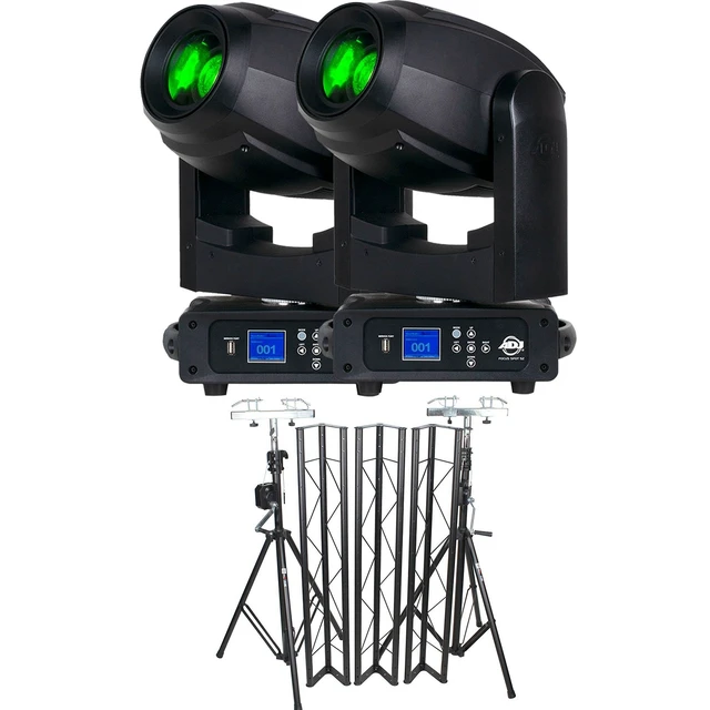 Main image of (2) American DJ Focus Spot 5Z 200 Watt, Prox Cases T-LS35VC DJ Production Crank Up Lighting System Bundle