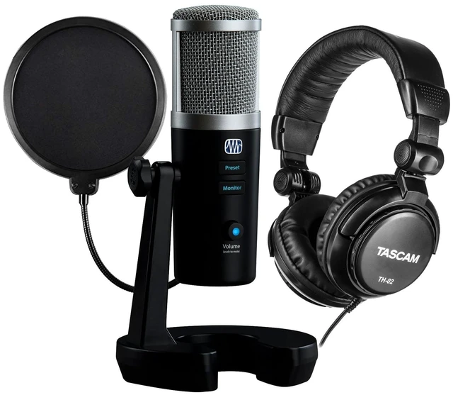 Main image of PreSonus Revelator USB Mic, Tascam TH02, Pop Filter Bundle