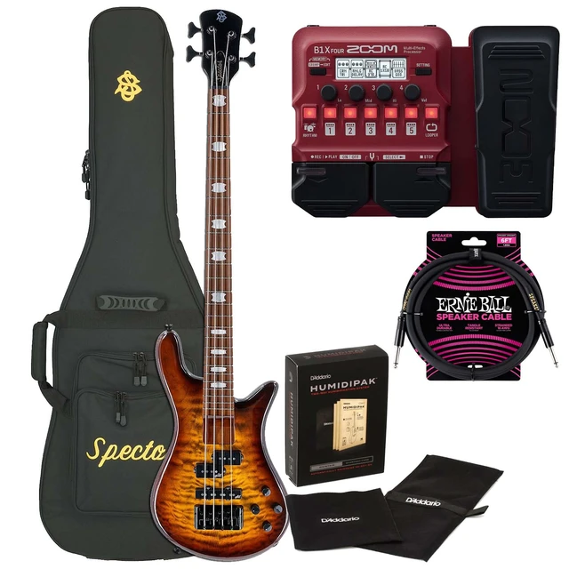 Main image of Spector EuroBolt 4 Bass Guitar Tobacco Sunburst Gloss, Zoom B1X Pedal, ErnieBall Cable, D'Addario Humidipak Bundle