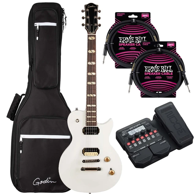 Main image of Godin (050475) Summit Electric Guitar - Trans White, Zoom G1X Pedal, (2) ErnieBall Cables Bundle