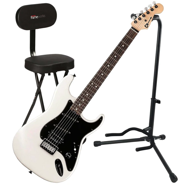 Main image of Charvel Jake E. Lee Signature Pro-Mod, Pearl White, Gator GFW-GTR-SEAT and Stand Bundle