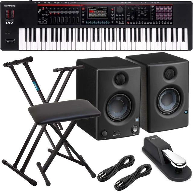 Main image of Roland Fantom-07 76-Key Keyboard, Keyboard Stand, Bench, Sustain Pedal, Presonus Eris 3.5, (2) 1/4 Cable Bundle