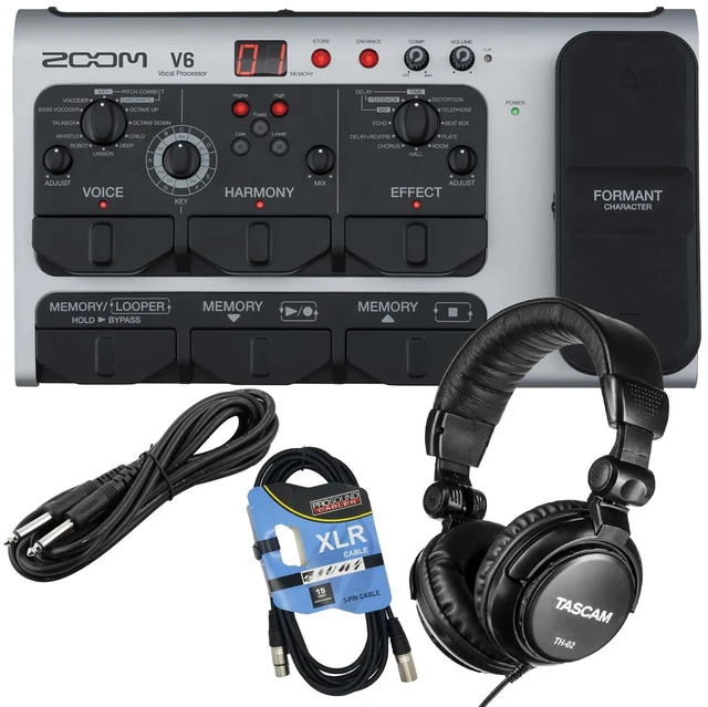 Main image of Zoom V6-SP Vocal Effects Processor, Tascam TH02, 1/4 Cable, XLR Cable Bundle