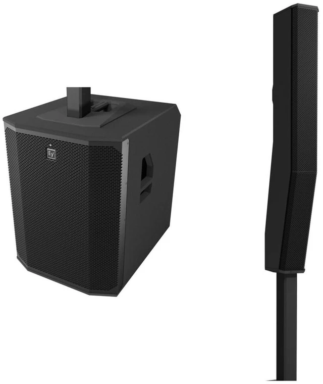 Alt view image 4 of 7 - (2) Electro-Voice Evolve 90 2000W Column PA Speaker (Black) - (2) Evolve Sub Cover - (2) EVOLVE 90 Dolly - (2) XLR Cables Bundle