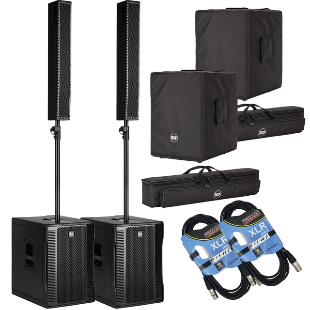 Main image of (2) RCF EVOX 12 Column Speaker Array System (Black) - (2) COVER EVOX12 - (2) XLR Cables Bundle