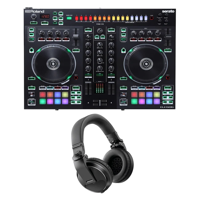 Main image of Roland DJ-505 Serato DJ Controller with Pioneer DJ HDJ-X5 Over-Ear DJ Headphones (Black)