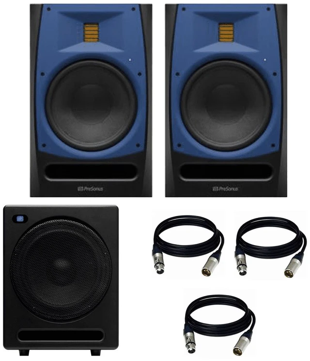 Main image of Presonus R80 150w Active Powered 8" AMT Studio Monitors + PreSonus Temblor T10 Active 10" Studio Subwoofer and Cables.