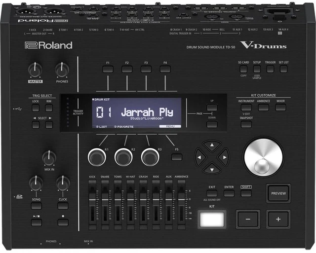 Alt view image 2 of 7 - Roland TD-50KV Electronic Drum Set + Hardware + Active Monitor + Mogami TRS Cable