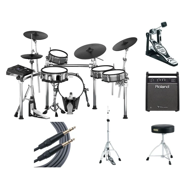 Main image of Roland TD-50KV Electronic Drum Set + Hardware + Active Monitor + Mogami TRS Cable
