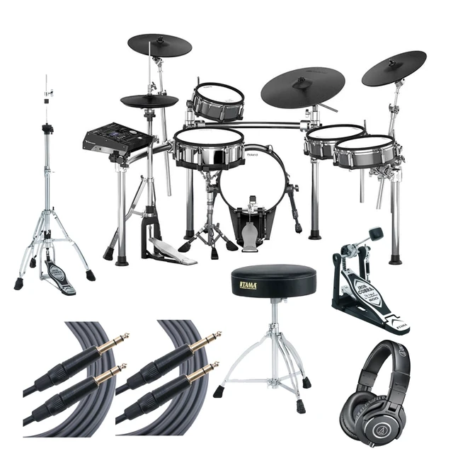 Main image of Roland TD-50KV Electronic Drum Set + Hardware + Headphones + Mogami TRS Cables