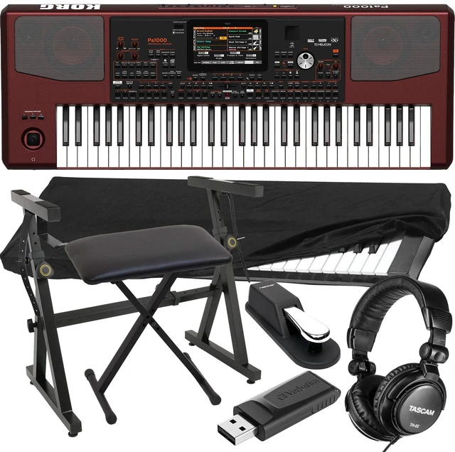 Main image of Korg Pa1000 61-Key Professional Arranger with Speakers, Plixio Piano Keyboard, Bench, Dust Cover, Sustain Pedal, 64GB USB Stick, Tascam TH02 Bundle