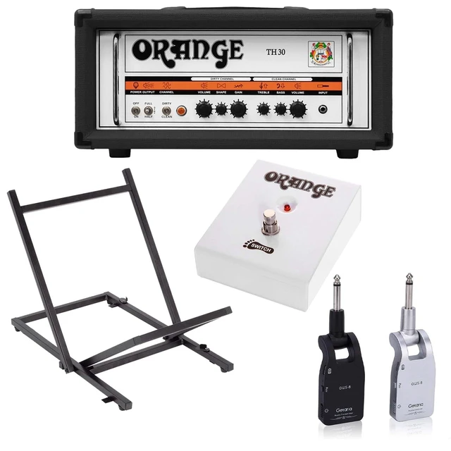 Main image of Orange TH30H 30-watt 2-channel Tube Head (Black), Getaria 2.4GHZ Wireless Guitar Kit, Orange FS 1, On-Stage RS4000 Bundle