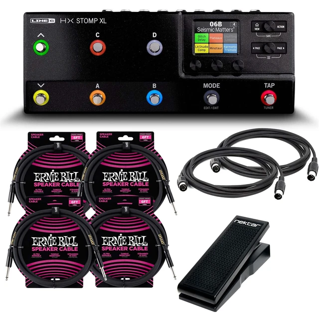 Main image of Line 6 HX Stomp XL Guitar Effects Processor, (4) ErnieBall Cables, (2) Midi Cables, Nektar NX-P Bundle